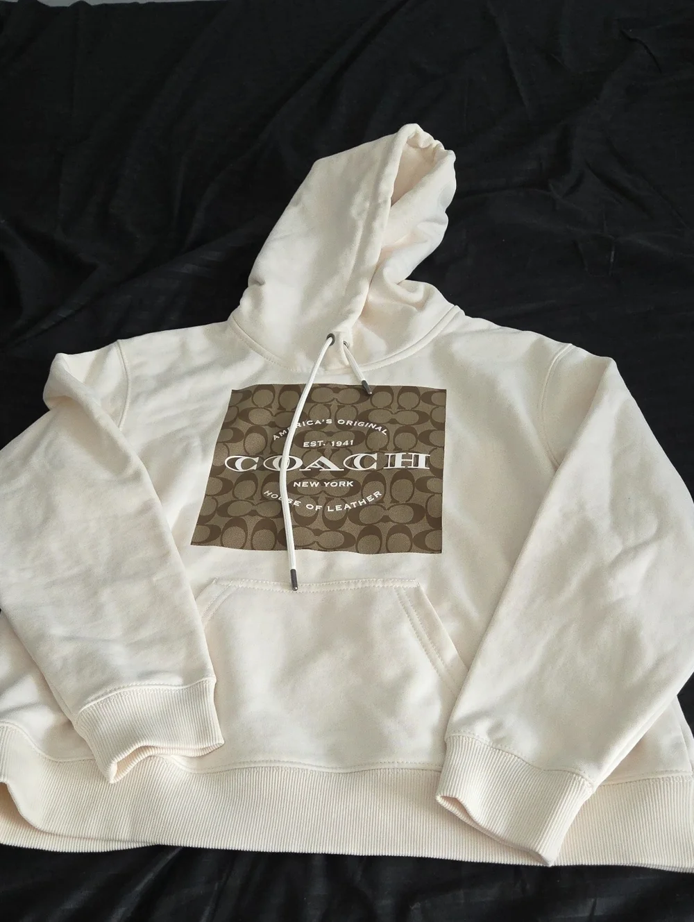 Coach Cream Crewneck Hoodie with Signature Logo Patch